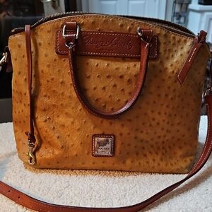 Dooney & Bourke Tan Ostrich-Embossed Satchel